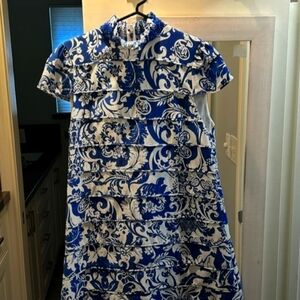 Alice + Olivia Floral Blue and White Mini Dress